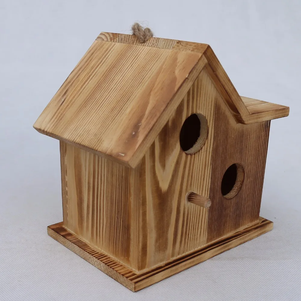 Pet cages decoration hot stamping logo hot stamping logo of wooden birdhouse hot stamping logo wooden house for pet