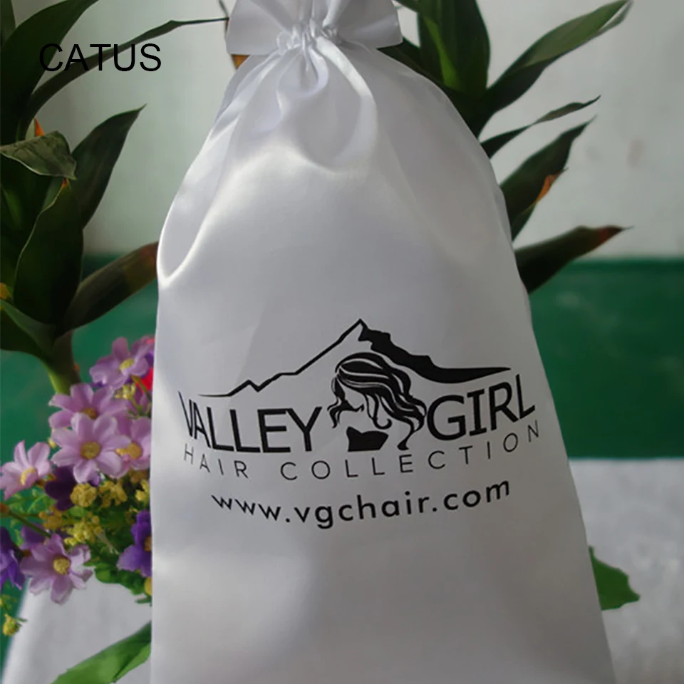 Virgin Hair Packaging Bag with Drawstring Hair Extension Bundles Satin Bag