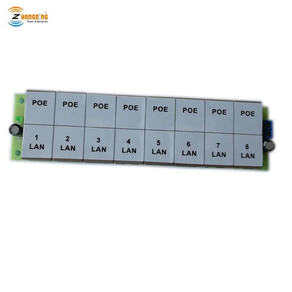 8 порта Пассивный POE инжектор доска с штекером постоянного тока для подключения к или клеммный блок ZQ-POEI008S