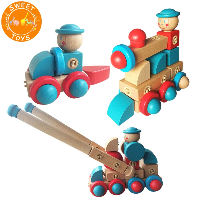 Обучающие многофункциональные деревянные строительные блоки для деформации воображения Интеллектуальный Робот 3D головоломка Робот игрушки для детей