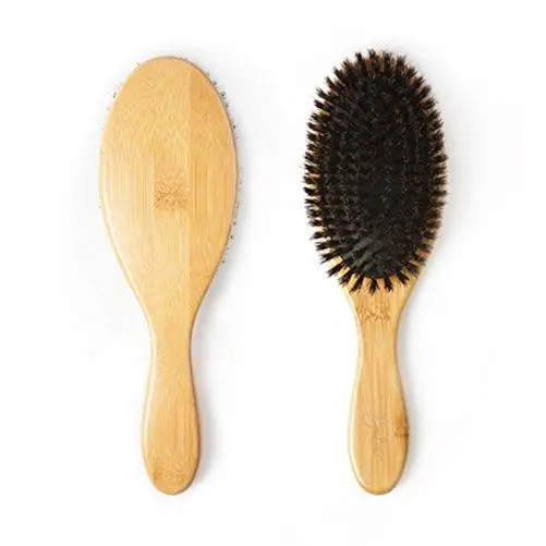 2024 new design Eco-friendly natural bamboo hair brush boar bristle hair brush with engraving logo for LOW MOQ