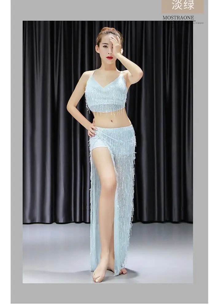
QC3093 Wuchieal Latest Special Sequin Fringe Cloth Belly Dance Wear 