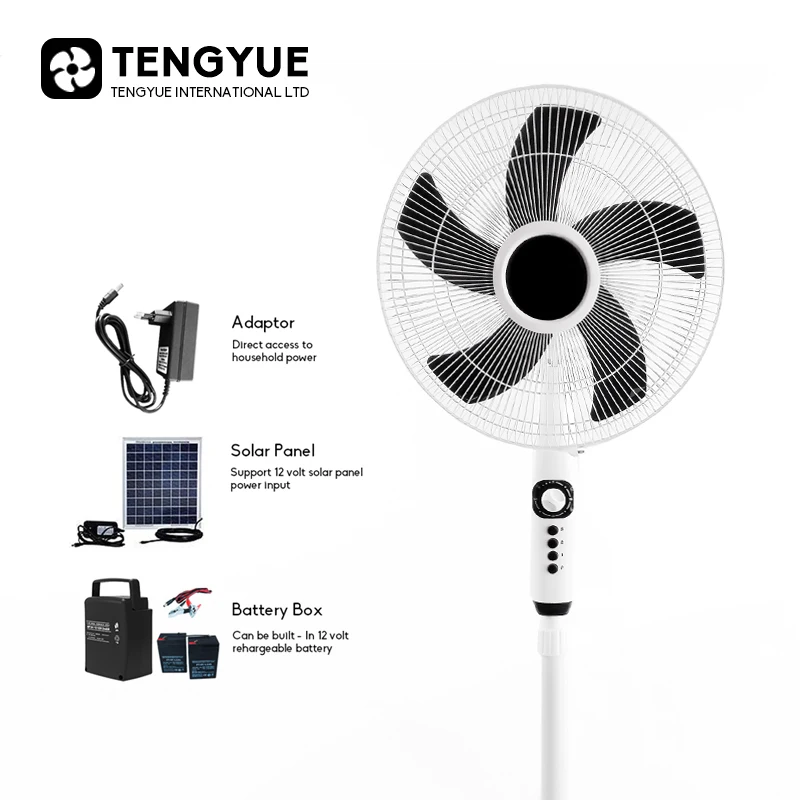 Хорошее качество 16 дюймов Стенд Вентилятор 12 вольт постоянного тока вентилятор высокой скорости DC 12В солнечный вентилятор