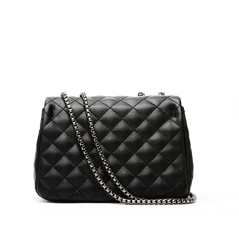 Fashion Women Crossbody Bag Cow Leather Black Handbags 2022 Genuine Purses Soft Fashion Chain Shoulder Bag