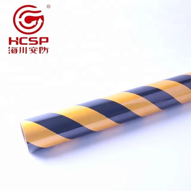 HCSP Reflective Adhesive Warning Marking reflective hip sheet Black Yellow PET Provided 3 Years Radium Stickers Roll