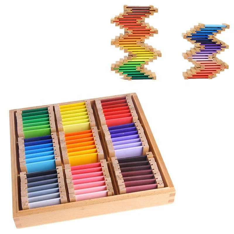 Montessori Sensorial Material Learning Color Tablet Box 1/2/3 Wood Preschool Training Kids Puzzle Educational Toys For Children