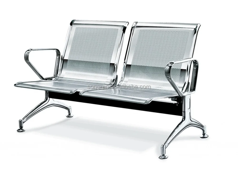 Hot-selling Steel Powder Coating 2 Seats Three Seater Room Bench Office waiting chair cloth