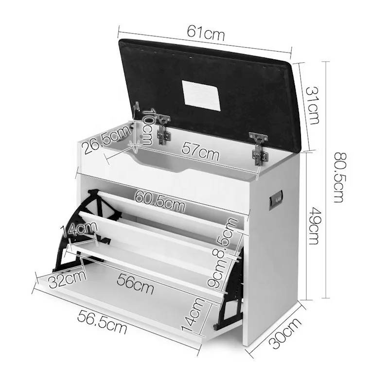 Amazing movable  and rotating wooden shoe racks one flip door and each three plastic racks with leather seat