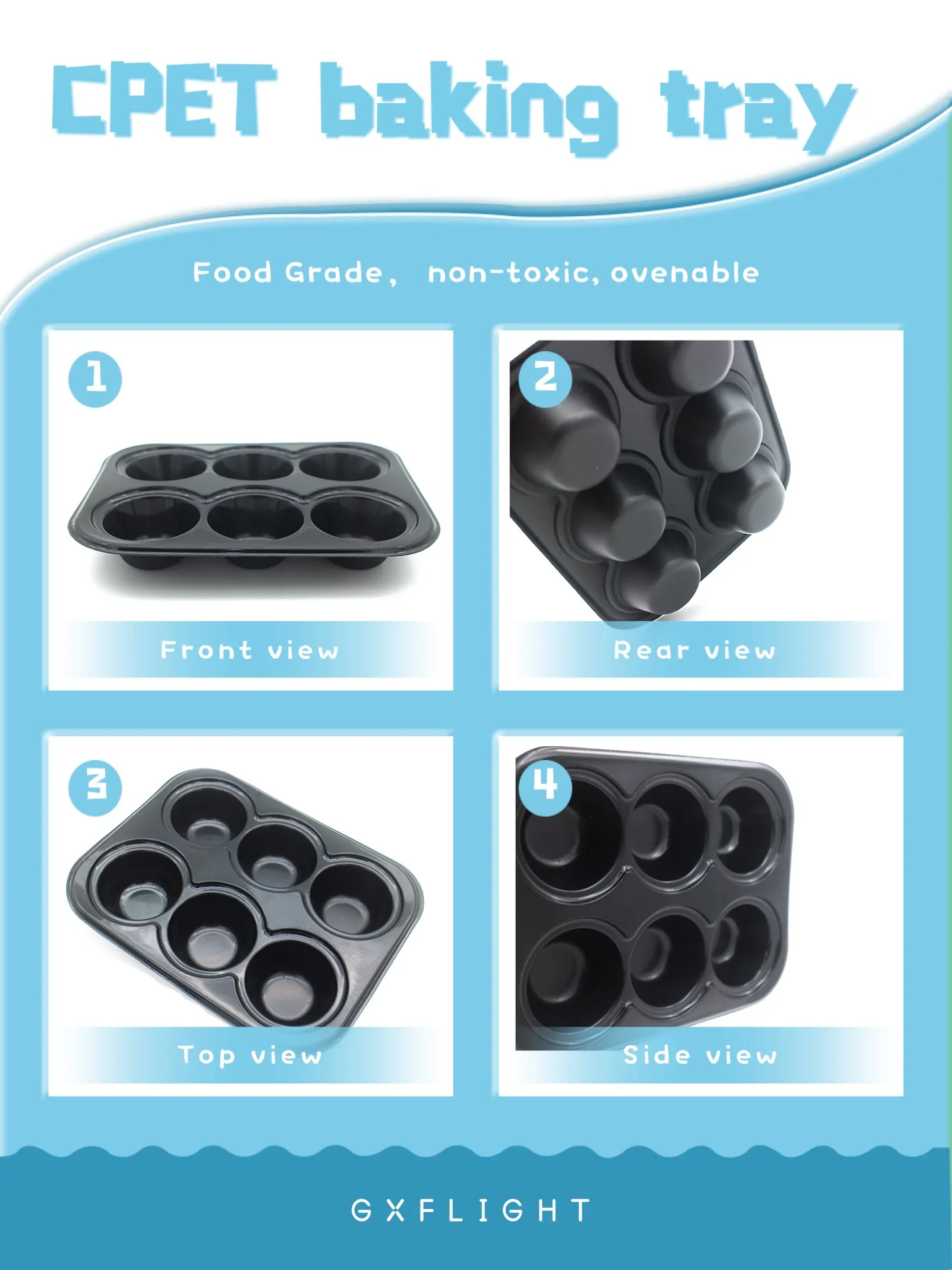 Airline Food Grade Disposable Heat-proof Plastic CPET Baking Tray