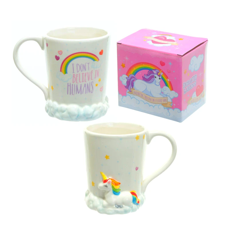 Cuteness 3D  Horse Unicorn Ceramic Coffee Mug Cups for Funny Christmas gift
