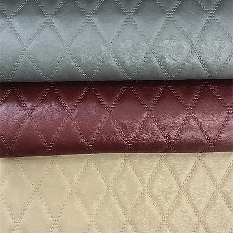 Wholesale stock lot Embroidery  Vinyl Upholstery Faux sponge leather for Car Seat Mat