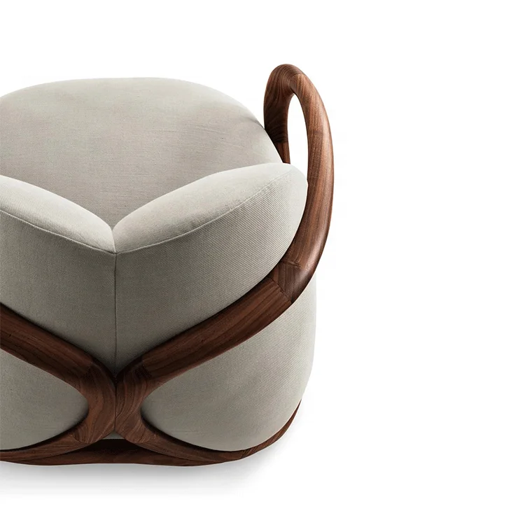 Italy Milan latest design  armchair in walnut wood covered with leather or fabric
