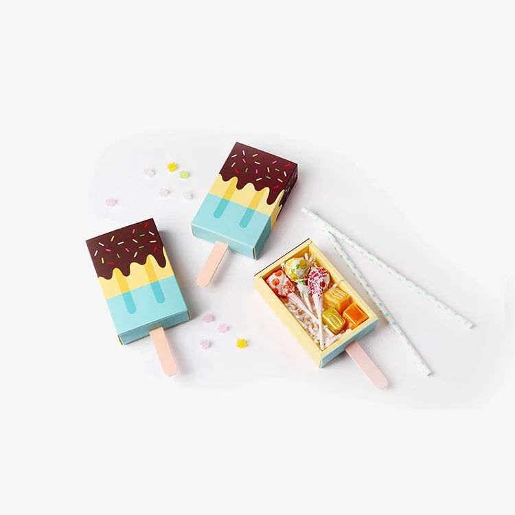 Ice Cream Gift box Baby shower Birthday Party Candy box Ice cream shape Wedding party Favor Box Cartoon Pull-out Tray