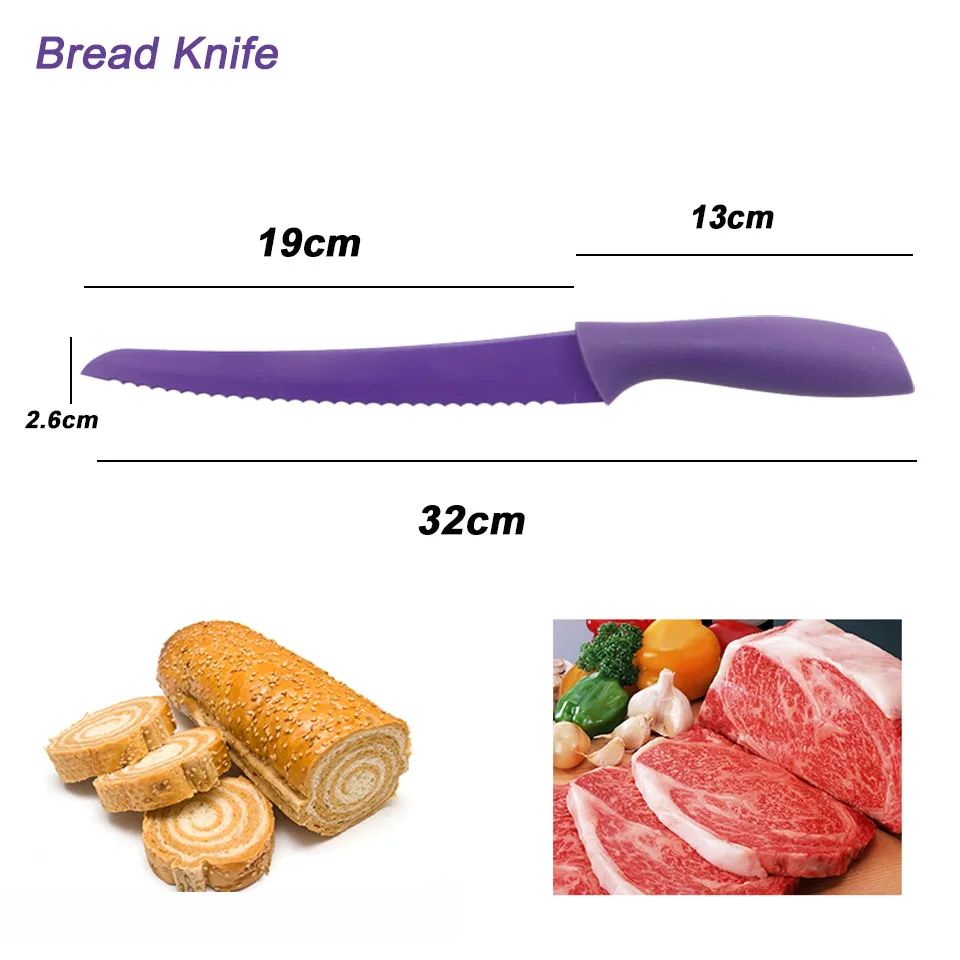 Colorful 6 Pcs in One Set Kitchen Tools Non-Stick Knife Set Stainless Steel Kitchen Knife Set