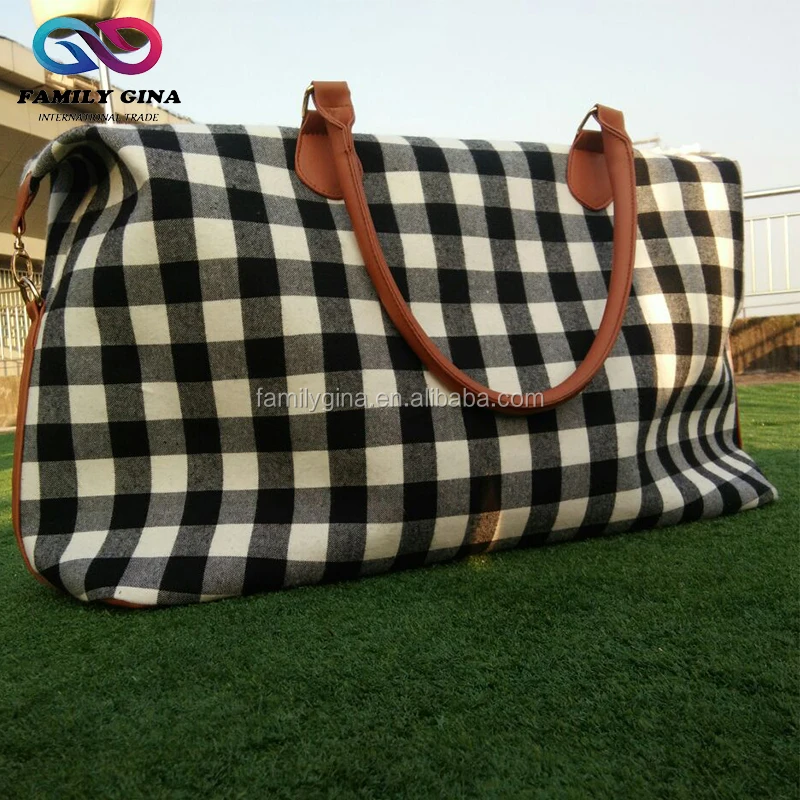 Buffalo Checks Duffle Bag Wholesale Canvas Monogram Buffalo Plaid Travel Weekend Bag