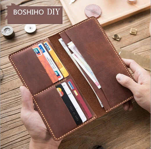 Hot Sale Fancy Purses Bifold Crazy Horse Skin Retro Wallets Genuine African Men Leather Wallet