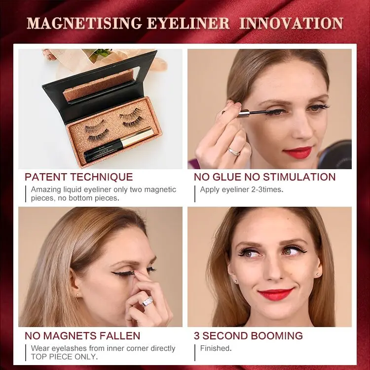 hot sale wholesale private label  package black magnetic  waterproof eyeliner liquid eyeliner magnetic