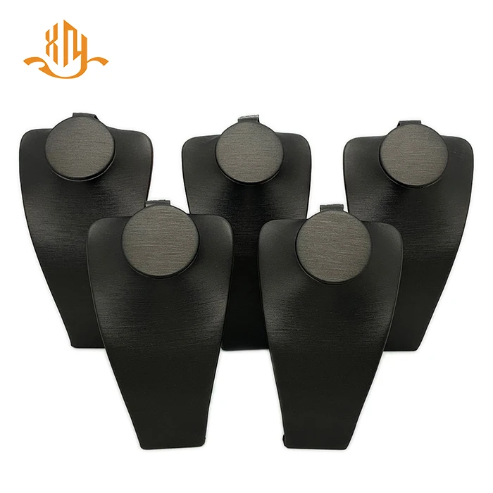 
XIANGYU Factory Wholesale Custom Black Leather Jewelry Bust Mannequins Necklace Display Stand 