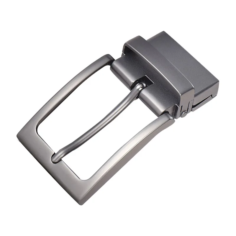 
Wholesale Pin Belt Rotating Parts Alloy Gunmetal Metal Turning Men Reversible Buckle 