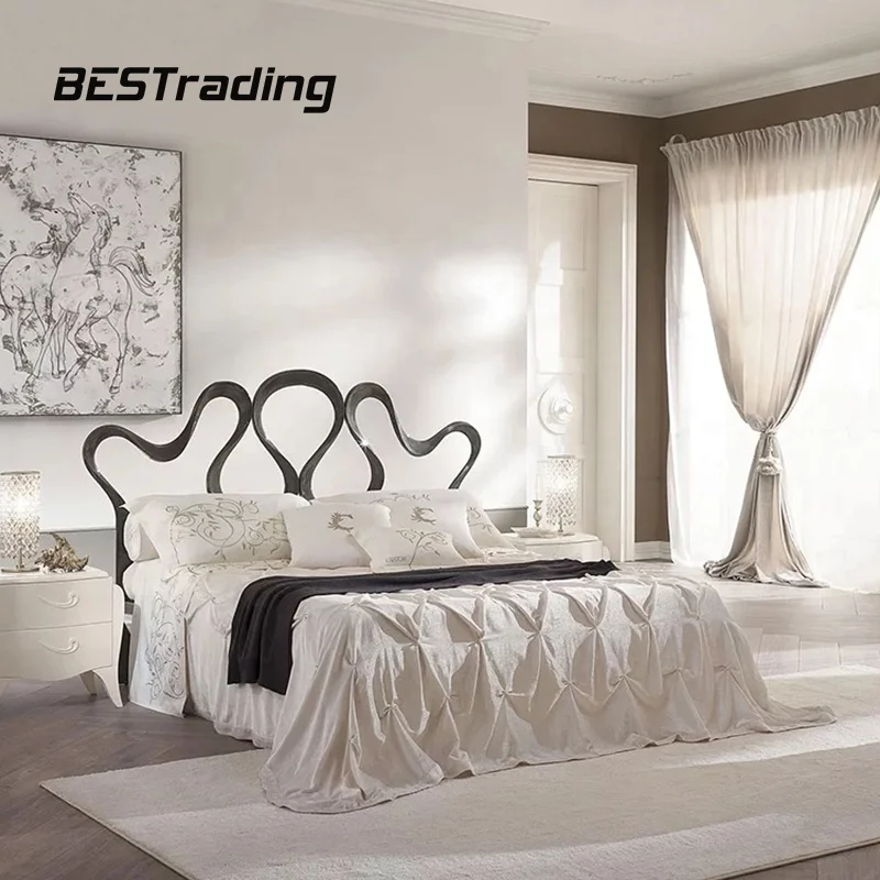 Modern Luxury Furniture King Size Bed French Bed Home Furniture Bedroom Furniture Soft Bed 100% Solid Wood King\queen Size