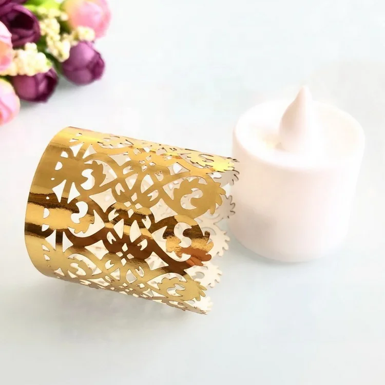 Laser Cut LED Tea Light Candle Shade Paper Candle Lampshade Wrapper Party Decoration