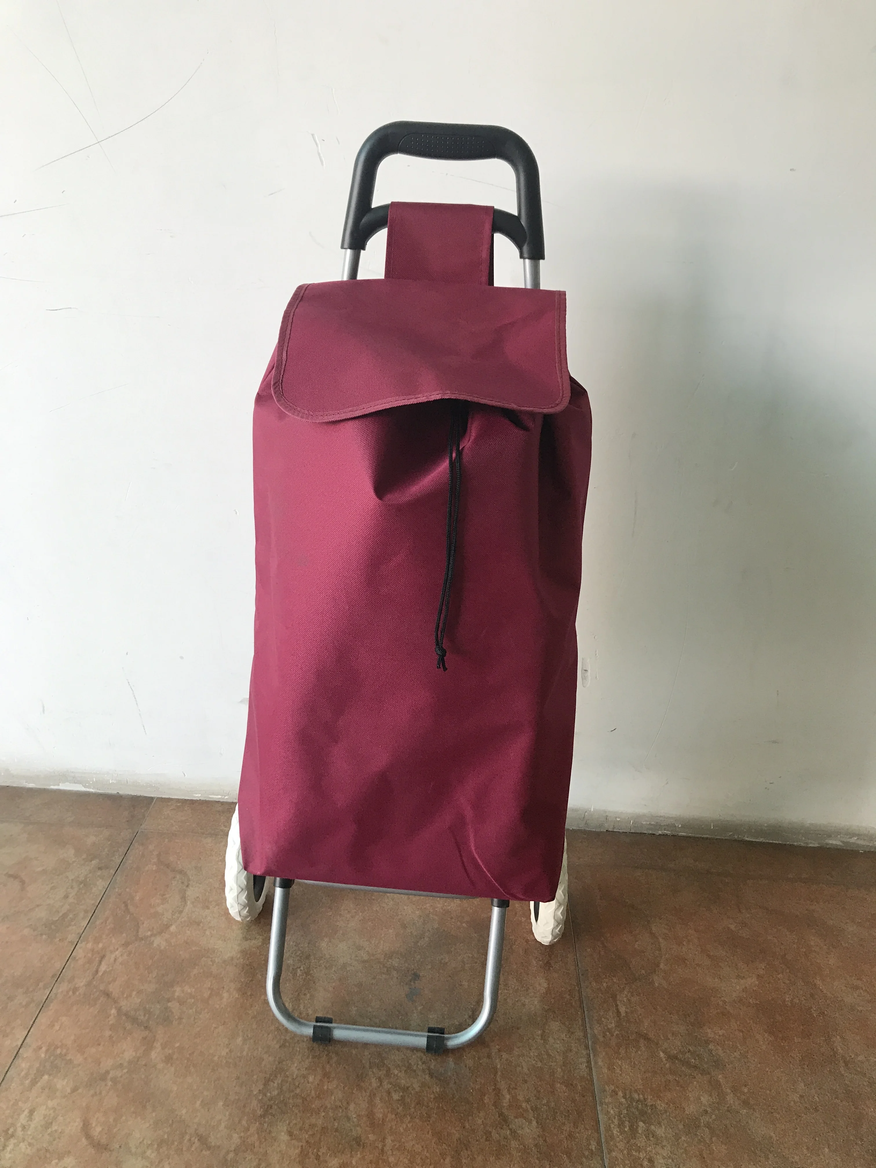 2019 new style Foldable pack roll folding plastic shopping trolley with wheels