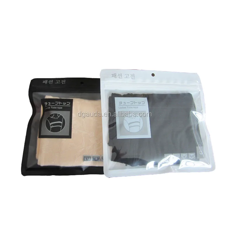 
custom printed matte finish laminated material aluminum foil zip lock underwear bag with zipper and window 