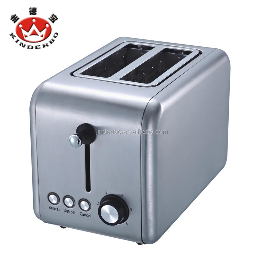 850W Stainless Steel 2 Slice Wide Slot Bread Toaster