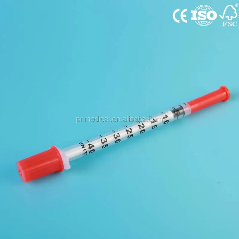 
New style wholesale plastic rubber plunger 40iu 1ml insulin syringe 