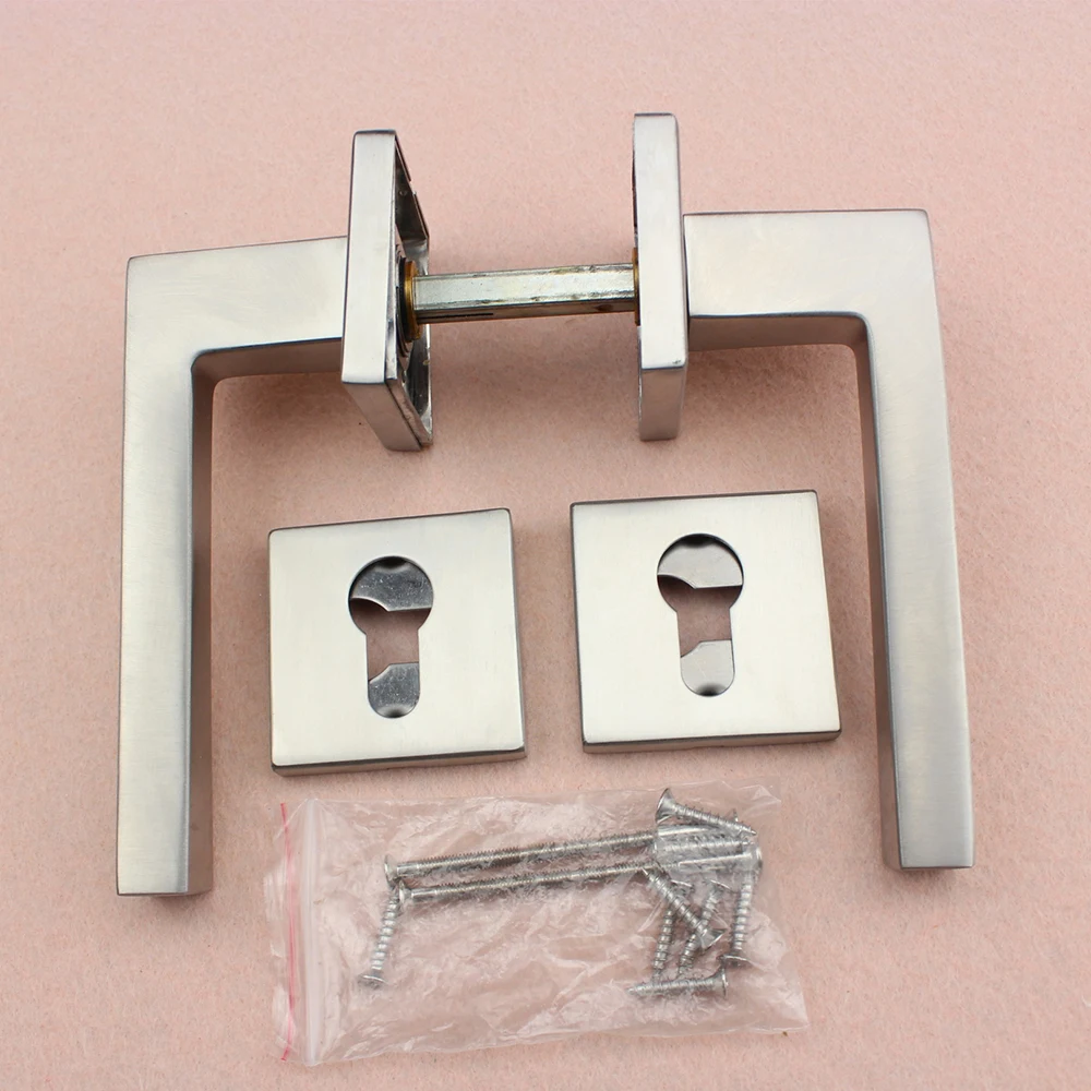 Door Lock Hardware Accessories Door Handle Square Design Hollow Stainless Steel Door Lever Handle