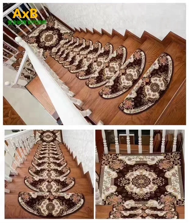 Anti-slip Floral Pattern Polyester Home Staircase Carpet Rug
