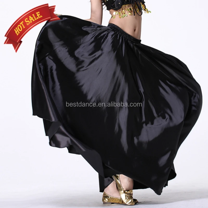 Belly Dance Costume Wear Full Circle Long Skirt Satin Swing Flamenco Skirt Costume