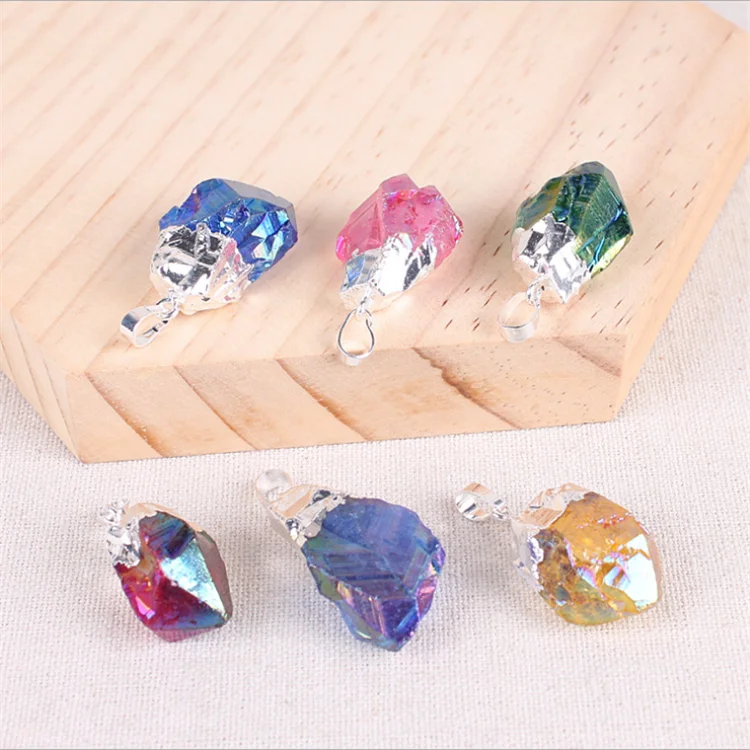 Wholesale Crystal Aura Point Stone Pendant Gold Plated Faceted Crystal Point Aura Quartz Pendant