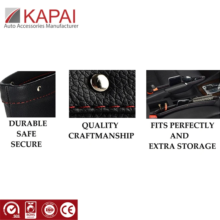 Best Sell Leather Catch Seat Side Drop Caddy Catcher Car Gap Filler Organizer