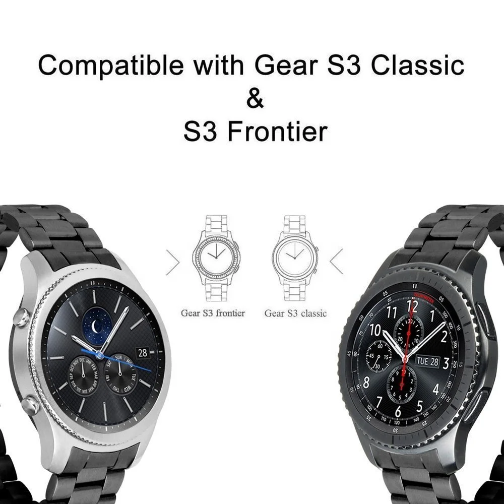 22mm Stainless Steel Band Bracelet Adapter For Gear S3 Band Metal Clip Watch Straps For Samsung Gear S3 Classic Frontier
