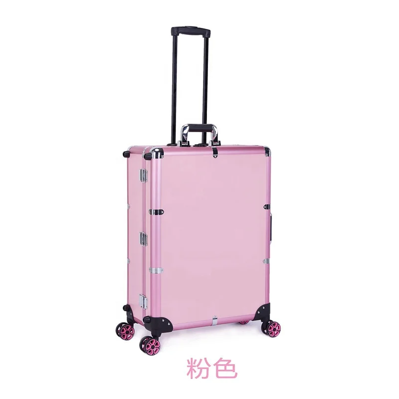 Melason Wholesale LED Lighted Mirror Makeup Artist Trolley Storage Cosmetic Case With Audio Organizer