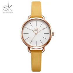 Shengke chain Women Watches Simple Quartz Wristwatches for Woman Freestyle Ladies Watch Leather Girls Clock