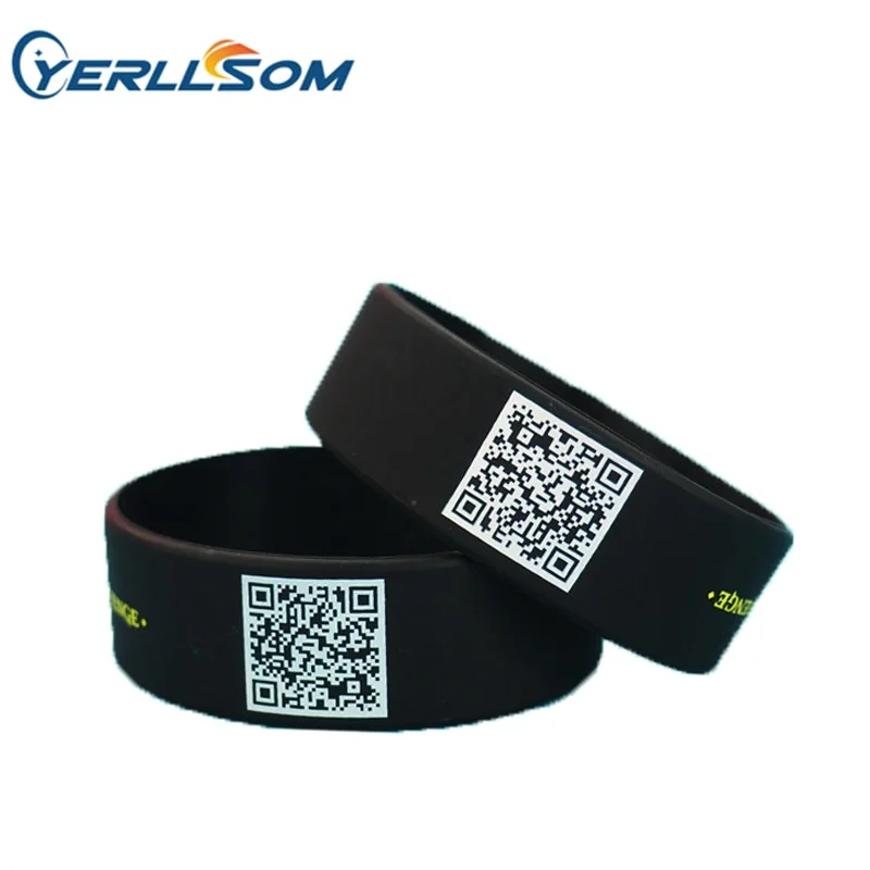 Factory Wholesale Hot Sale Qr Wristband High Quality Custom Cheap Qr Code Silicone Wristband Ball BANGLES Unisex Bracelet