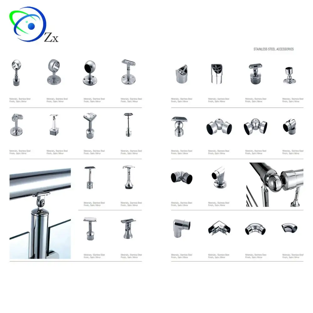 316 Grade stainless steel railings fittings accessories for 304 inox handrail balustrades