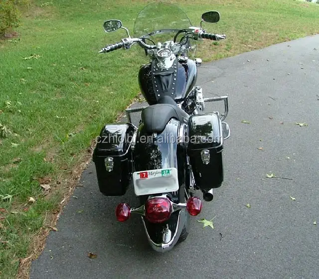 Black Motorcycle touring Cruiser Hard Trunk Saddle Bag Luggage case for kawasaki