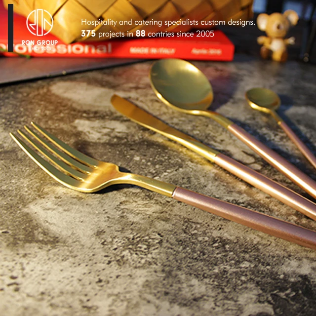 High Quality Stainless Steel 304(18/10) Silverware Gold Dinner Knife Spoon Fork Set Spain Cutlery Flatware Set for Restaurant