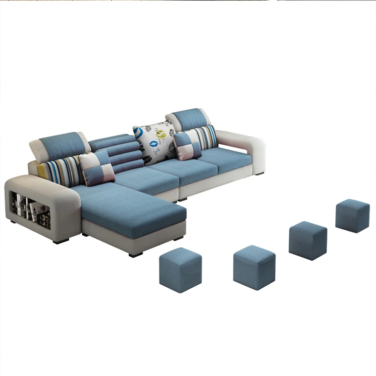 Modern Wholesale Home Furniture Sectional 6-seater Fabric Sofa Set for Living Room