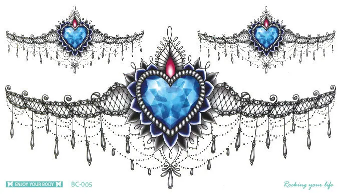 BC-002 chest breast garland flower temporary tattoo sticker long time lasting water proof water transfer tattoo sticker