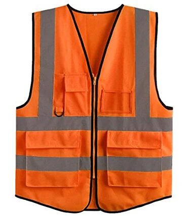 Safety Vest High Reflective with 4 Pockets and Heavy-duty Zipper Front