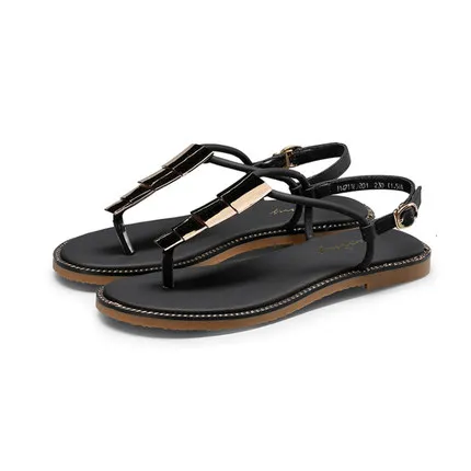 Fashion ladies simple flat sandals thailand style flip flops sandals with buckle