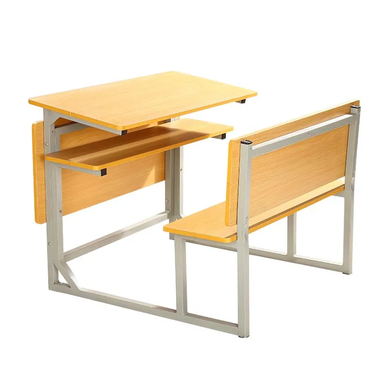 Customized top quality student table and chair school furniture Double desk and bench