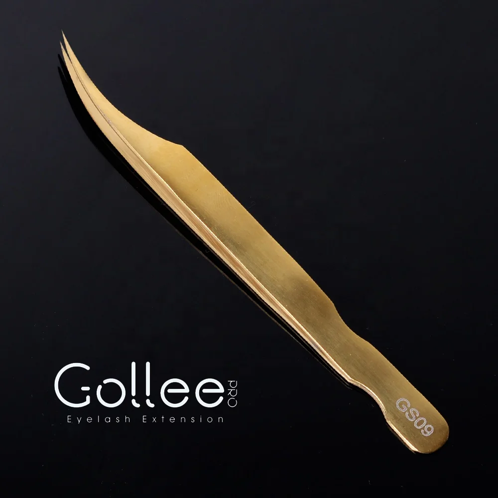 Gollee Stainless Precisely Sample Lightweight Japan Gold Lash Tweezer Volume Eyelash Tweezer