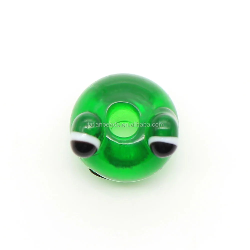 Cute green frog glass bulk cartoon beads