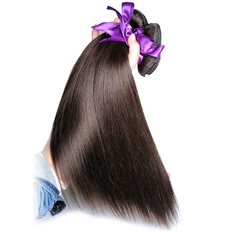 
Human hair weave color #4 dark brown straight bundles with closure ,Brazilian virgin colored human hair extension 