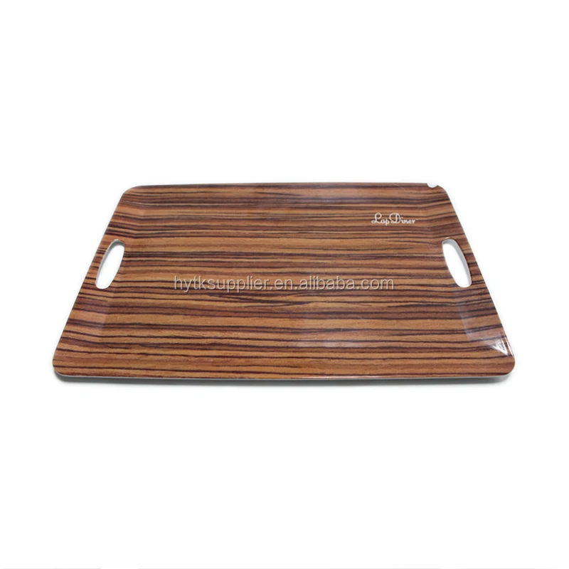 Деревянный наклейка меламин поднос для еды, изготовленный на заказ поднос с ручками